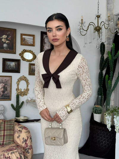 Duyru Rochie Detaliată cu Fundă