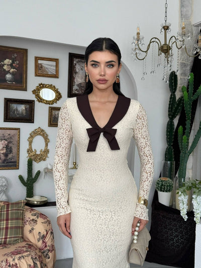 Duyru Rochie Detaliată cu Fundă