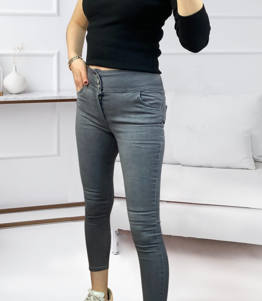 Yüksel Bel Likralı Kot Pantolon (Gri), 5404