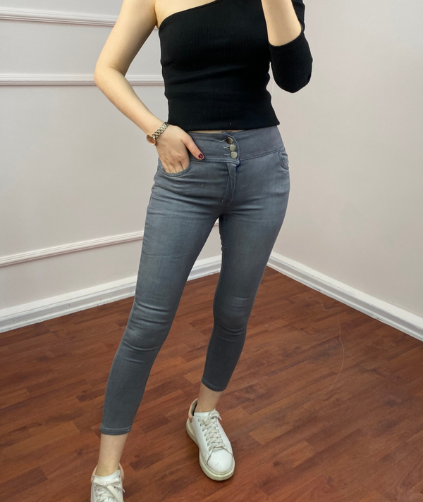 Blugi din Lycra cu talie înaltă (gri), 5404