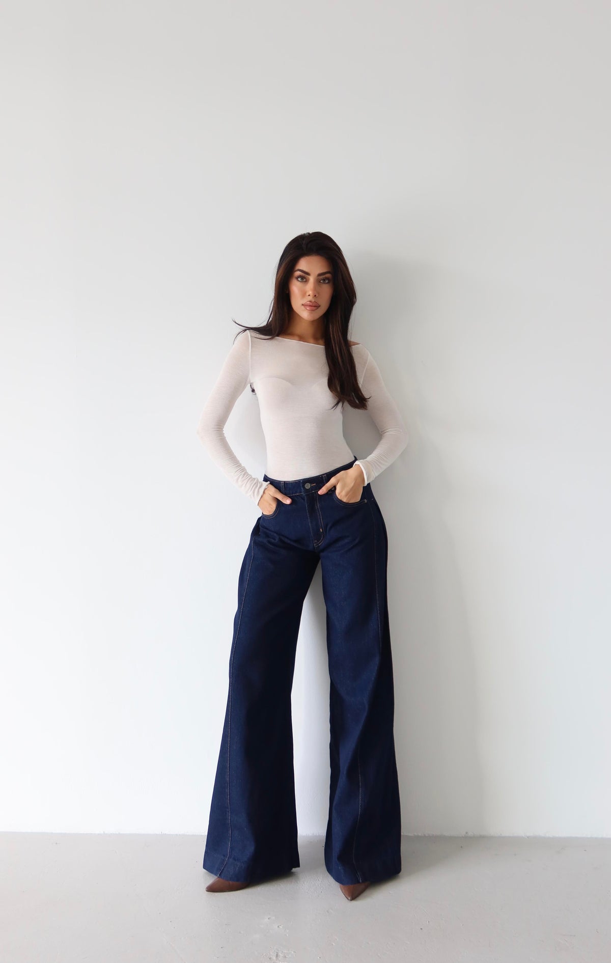 Yüksek Bel Yandan Pile Detaylı Extra Bol Kesim Rinse Jean Pantolon