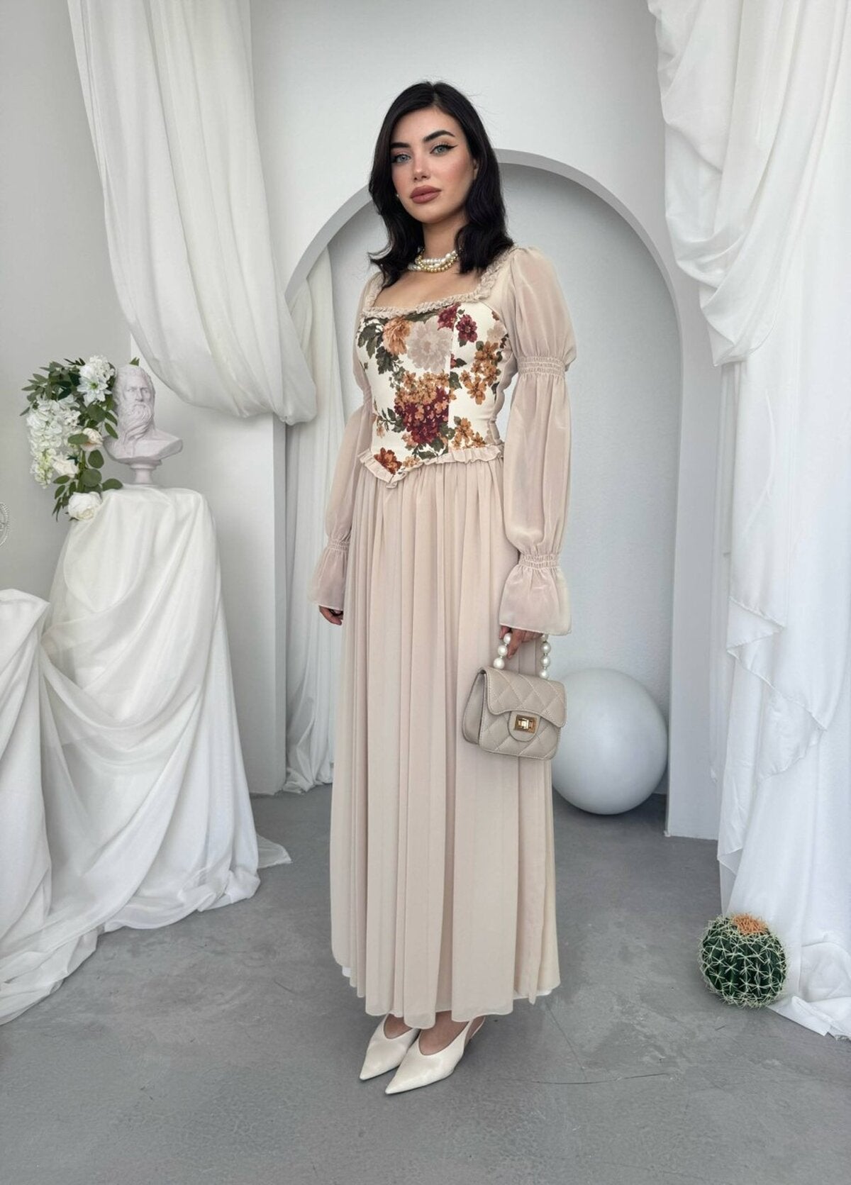 Rochie Elf cu Detalii Florale