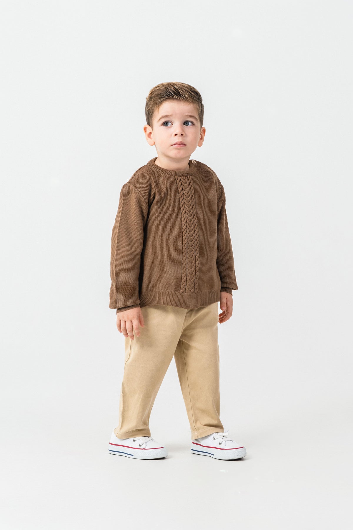 Erkek Bebek Gabardin Pantolonlu Triko İkili Takım-03685 - İndigo