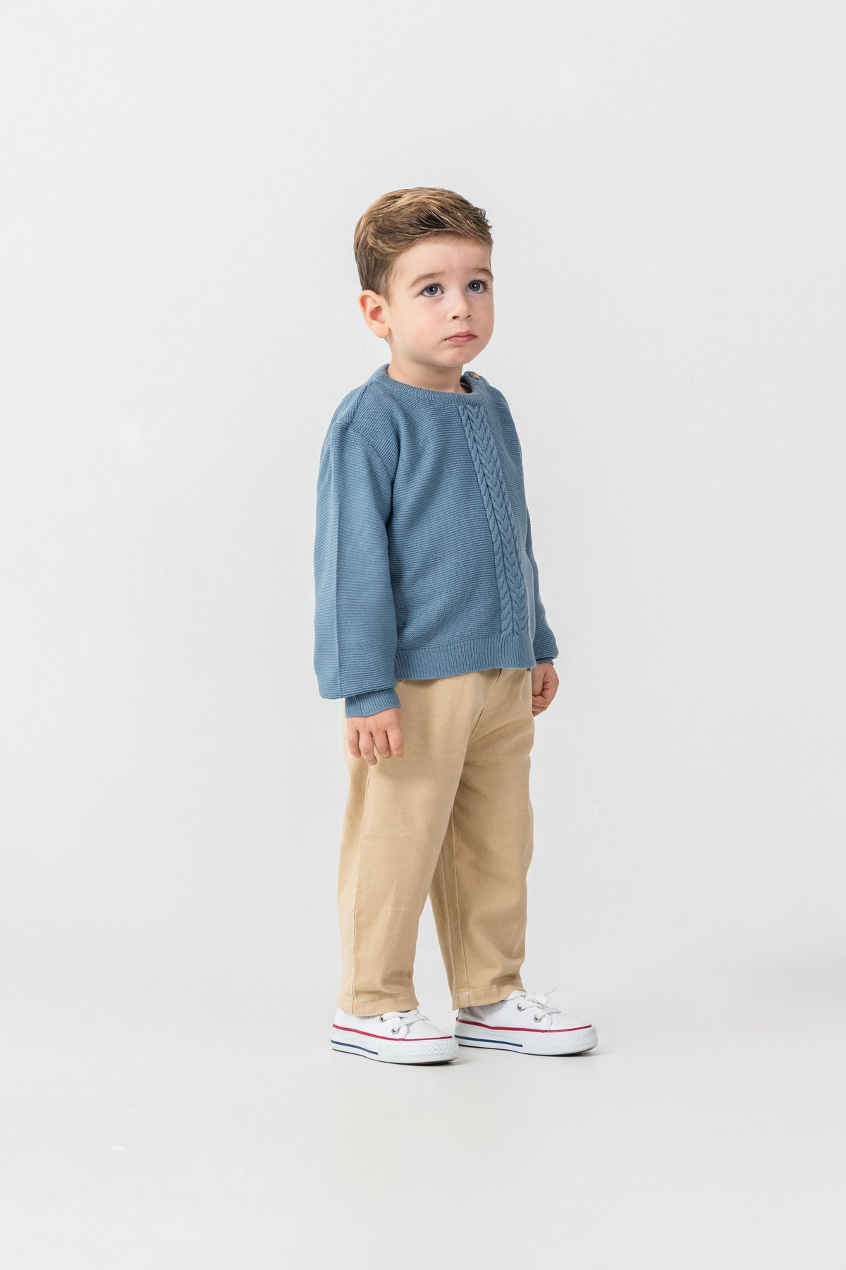 Erkek Bebek Gabardin Pantolonlu Triko İkili Takım-03685 - Vizon