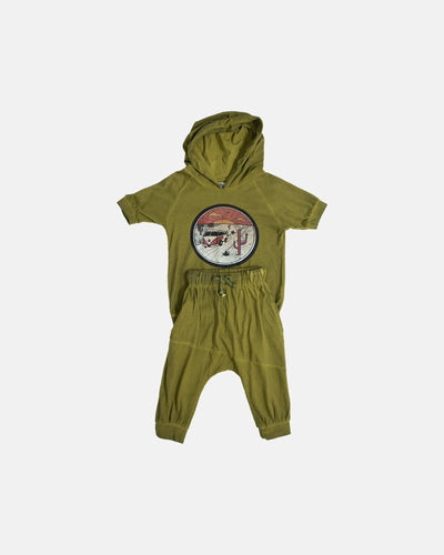 Çocuk Kapüşonlu ve Kısa Kollu Tişört ve Eşofman Takımı | 3–9 Yaş | RG Brand | RG1344 - MOR