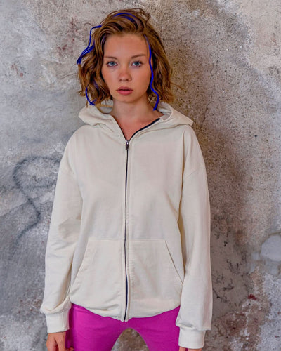 Genç Fermuarlı Kapüşonlu Sweatshirt | RG Brand | 9–15 Yaş | RG3258 - EKRU