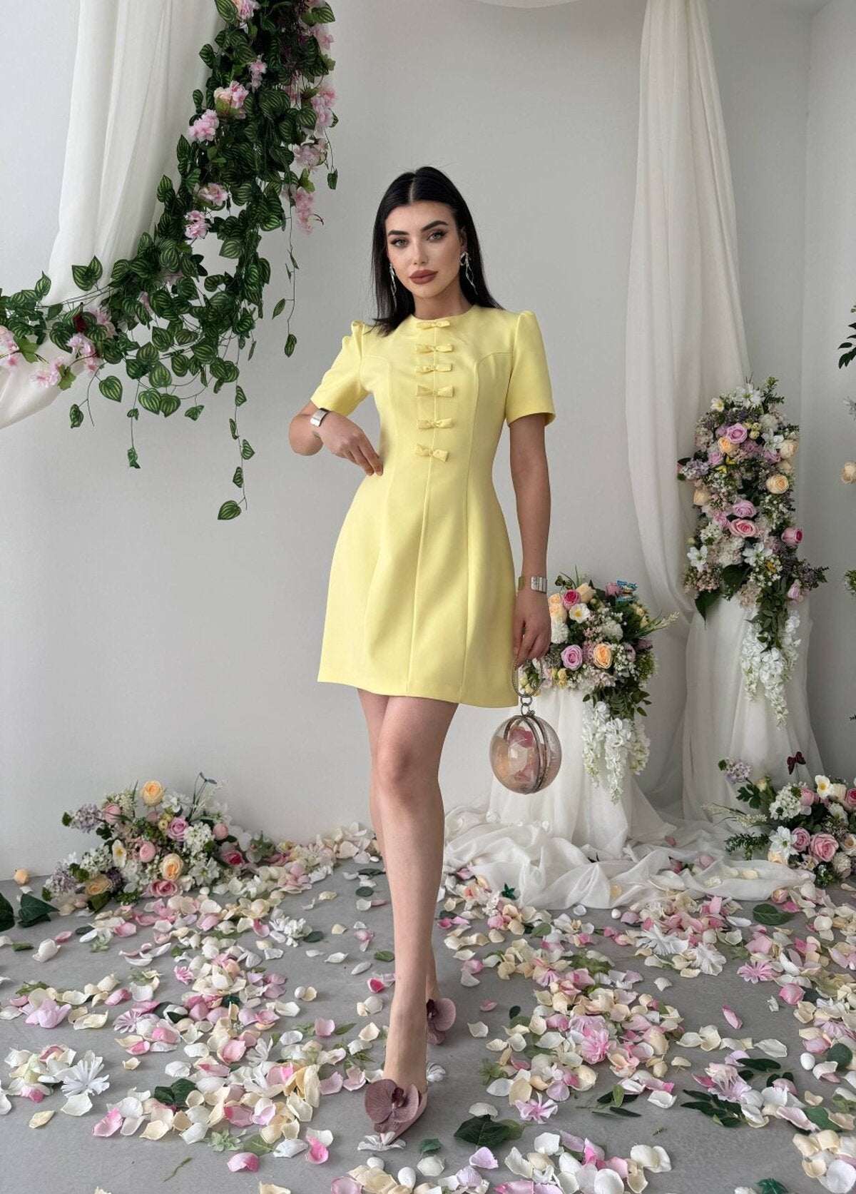 Rochie Evan cu fundă decorativă