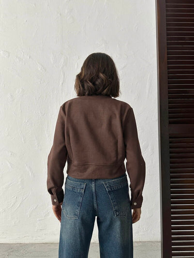 Topshow - Wholesale Women's Brown Zippered Bomber Wholesale Jacket