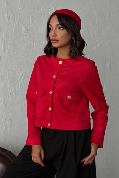 Topshow Suet Pocket Jacket - Red | F1800