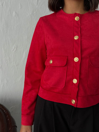 Topshow Suet Pocket Jacket - Red | F1800