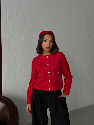 Topshow Suet Pocket Jacket - Red | F1800