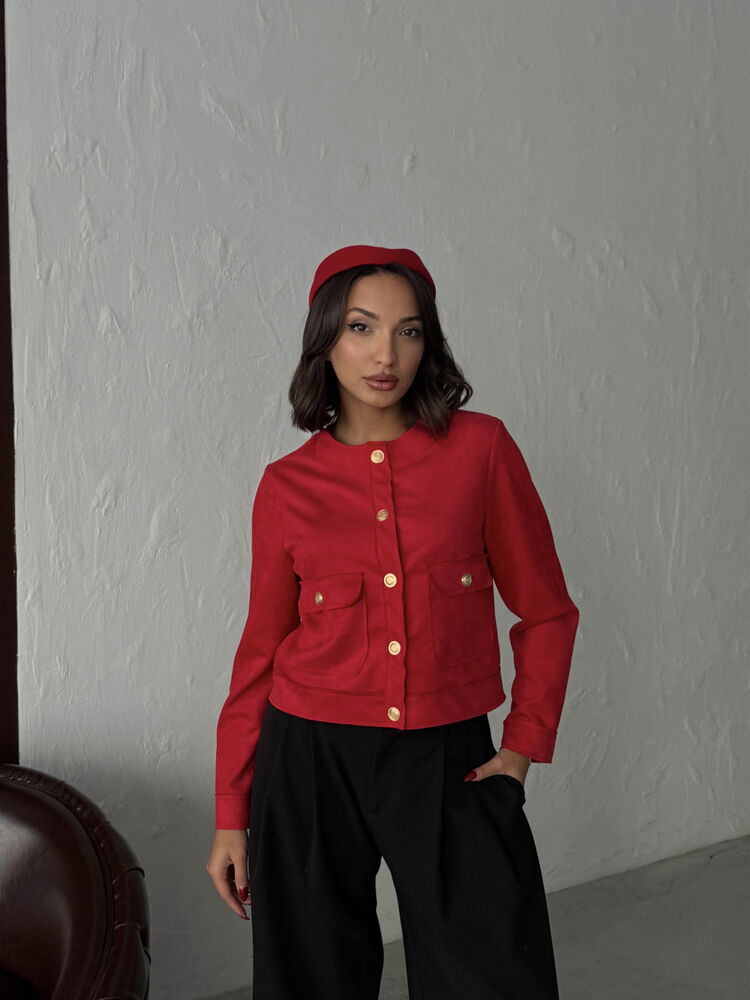 Topshow Suet Pocket Jacket - Red | F1800