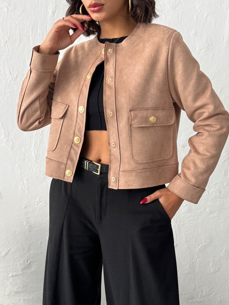 Topshow Suet Pocket Jacket - Mink | F1800