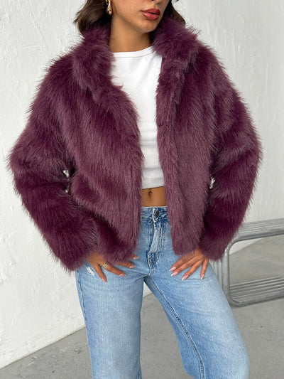 Topshow - Wholesale Faux Fur Women's Coat - Plum