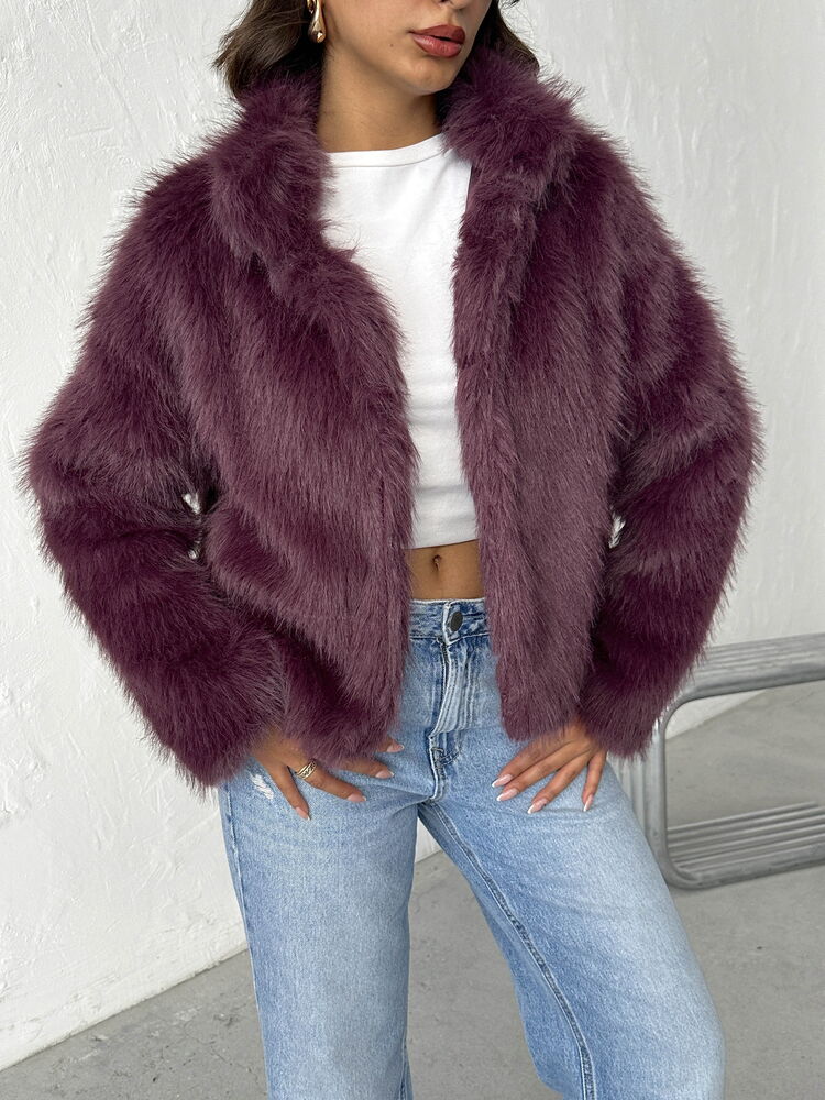 Topshow - Wholesale Faux Fur Women's Coat - Plum