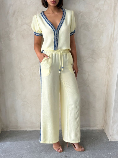 Wholesale Jeans with Side Stripe Yellow