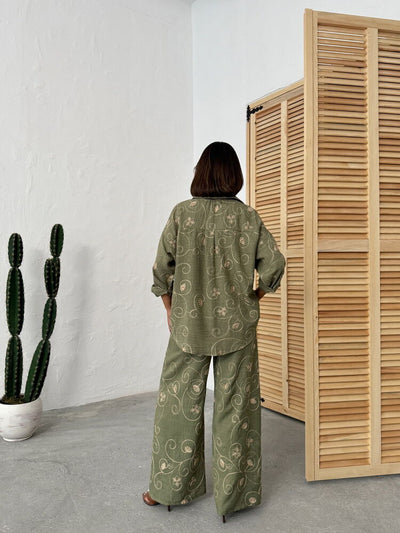 Embroidered Shirt - Khaki Dsn2