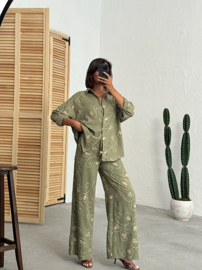 Embroidered Shirt - Khaki Dsn2