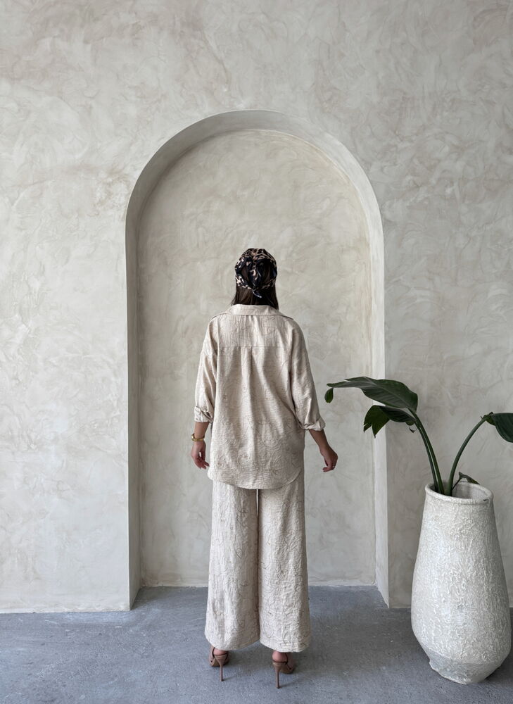 Embroidered Wholesale Trousers - Stone