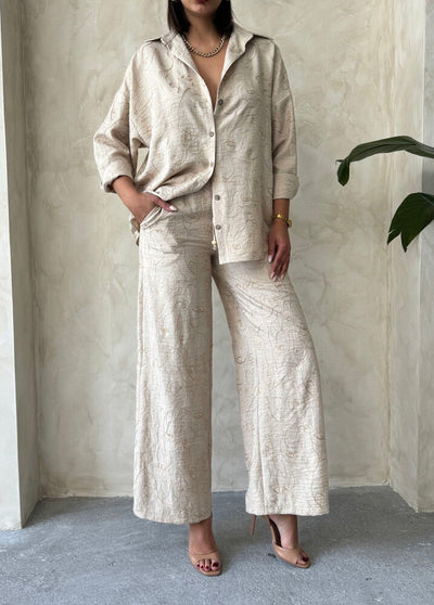 Embroidered Wholesale Trousers - Stone