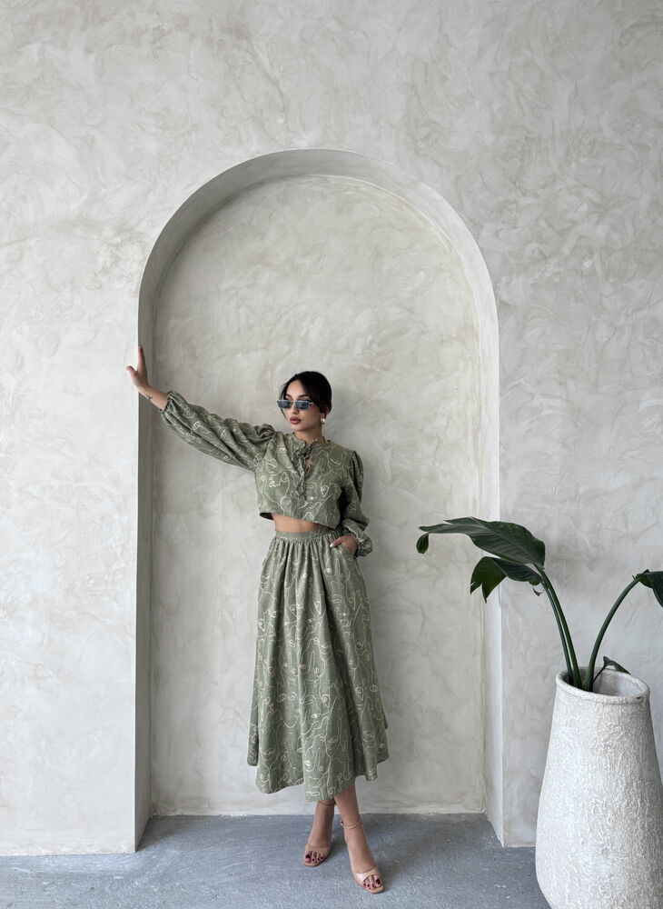 Embroidered Wholesale Skirt - Light Khaki