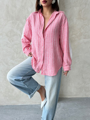 Çizgili Keten Gömlek