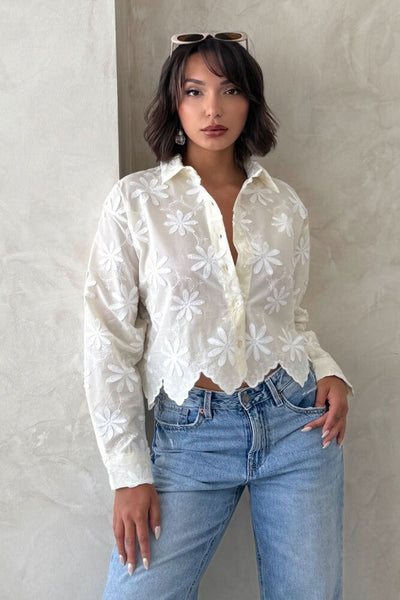 Cămașă brodată Topshow - Model cu pietre | F1932