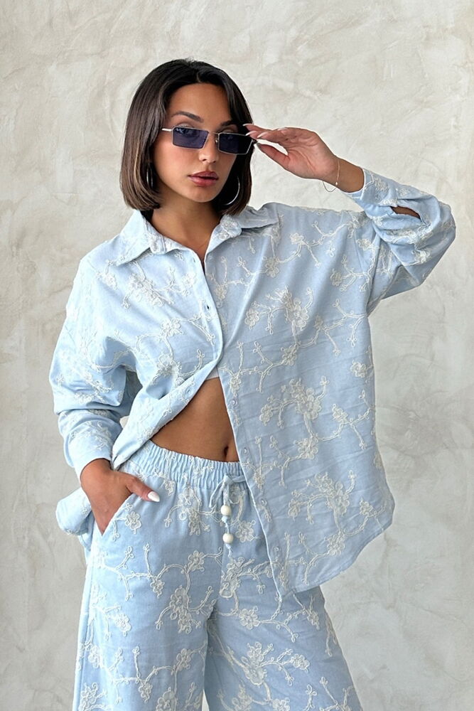 Embroidered Shirt - Blue