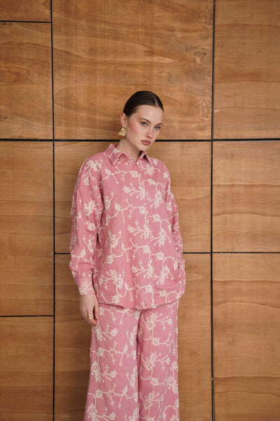 Embroidered Shirt - Pink | F1951 - Topshow