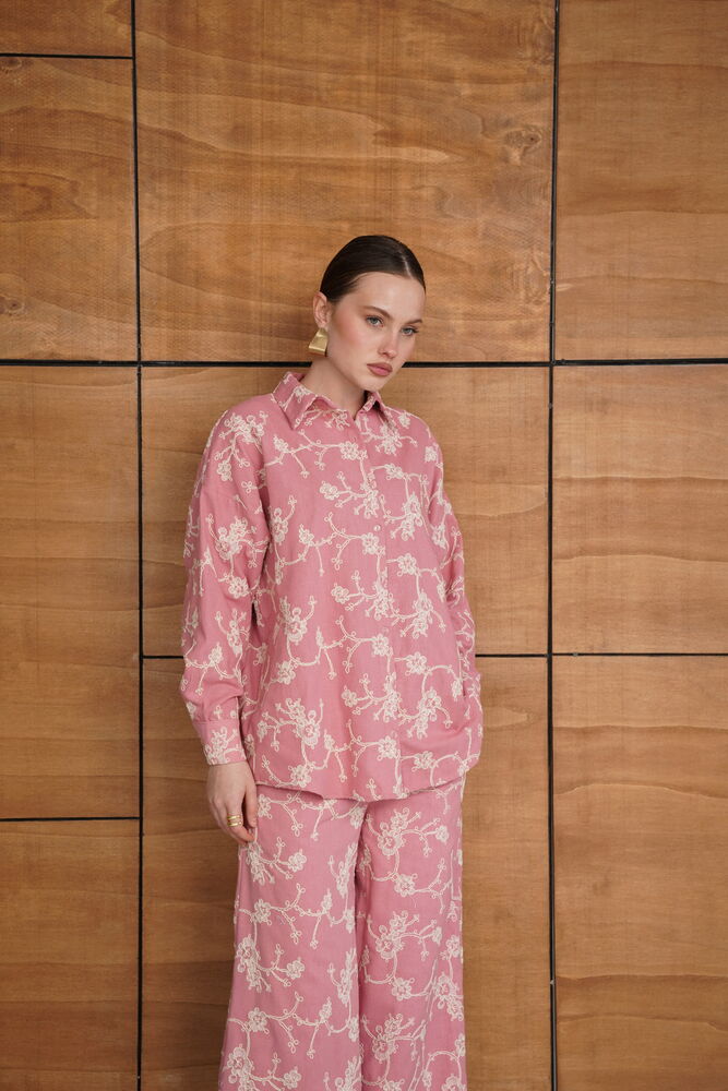 Embroidered Shirt - Pink | F1951 - Topshow