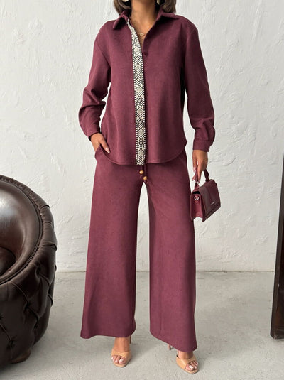 Pantaloni Topshow din piele întoarsă Scuba Suede cu detalii dungate -| F1972