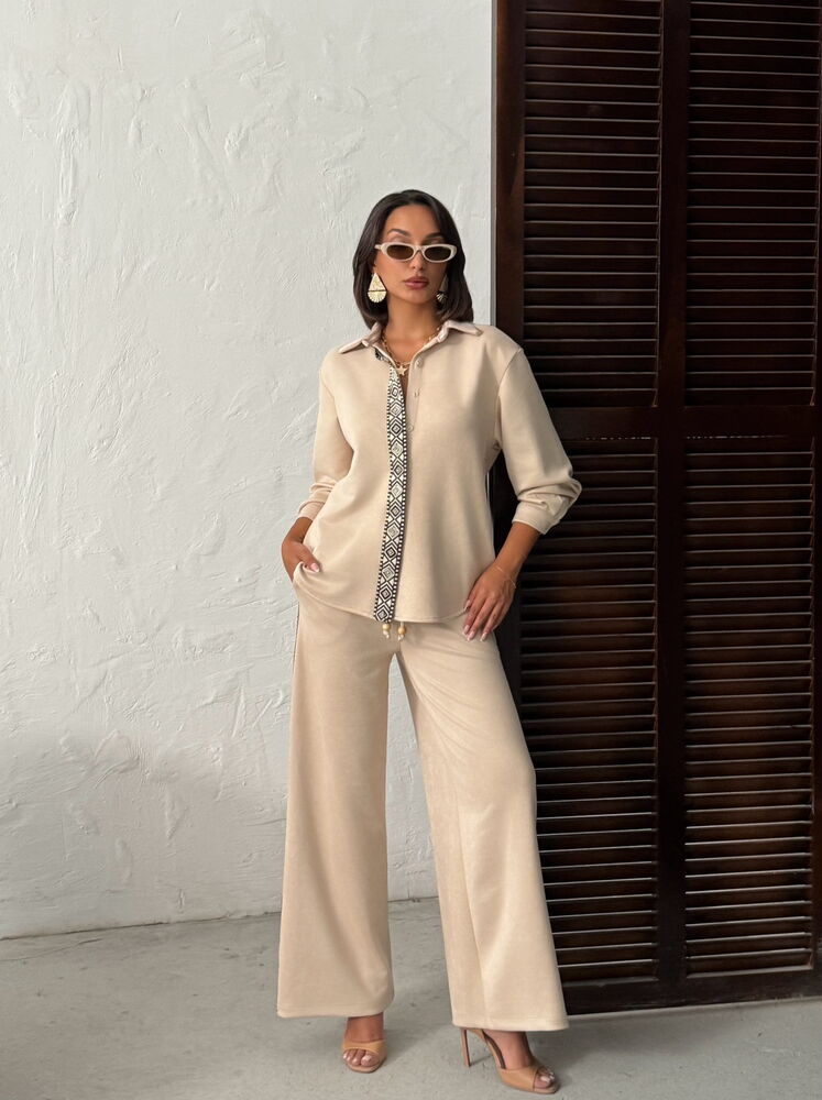 Topshow Scuba Suede Pants with Striped Details - | F1972