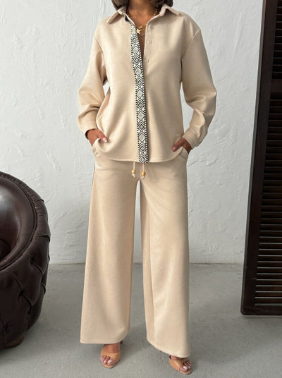 Topshow Scuba Suede Pants with Striped Details - | F1972