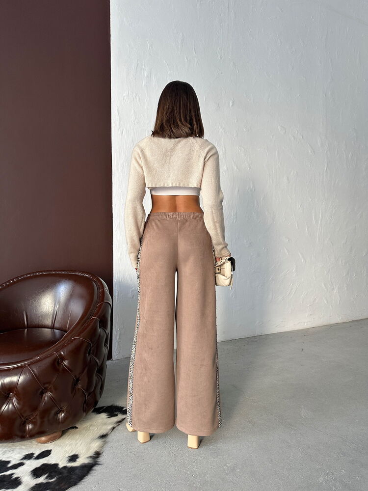 Topshow Scuba Suede Pants with Stripe Detail - | F1972