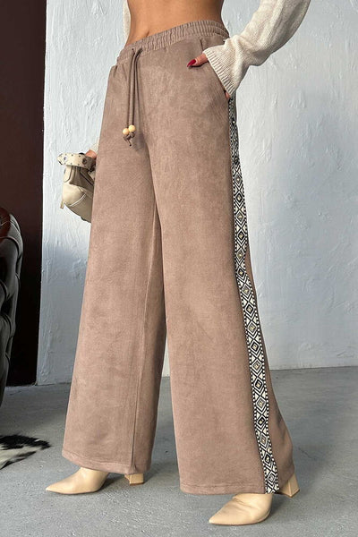 Topshow Scuba Suede Pants with Stripe Detail - | F1972