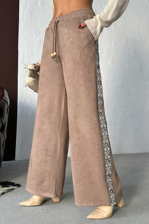 Topshow Şerit Detaylı Scuba Süet Pantolon - | F1972