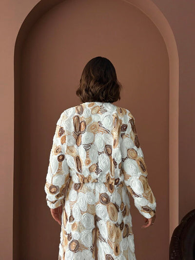 Topshow Wholesale Patterned Zippered Jacket – Stylish and Modern Design - Coffee | F1975