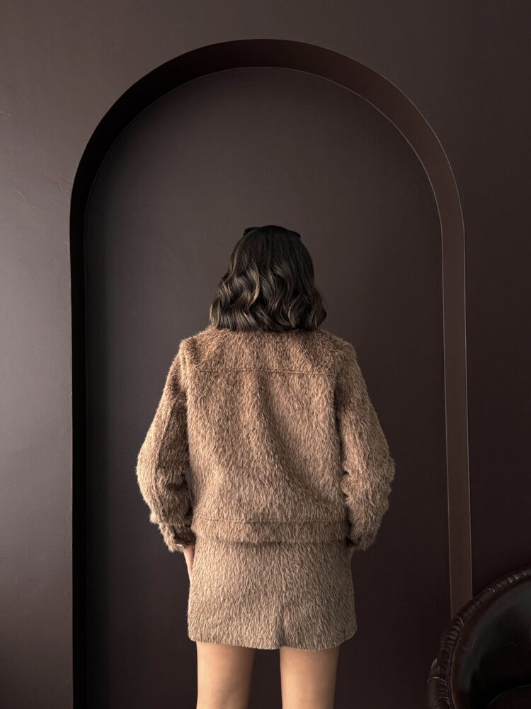 Topshow - Wholesale Faux Fur Look Women's Jacket - Light Brown