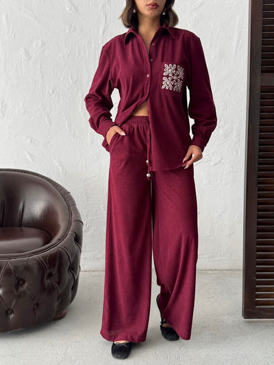 Topshow - Wholesale Corduroy Trousers - Burgundy