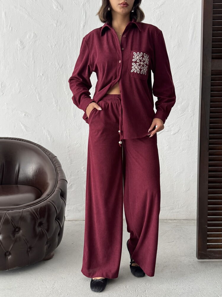 Topshow - Wholesale Corduroy Trousers - Burgundy
