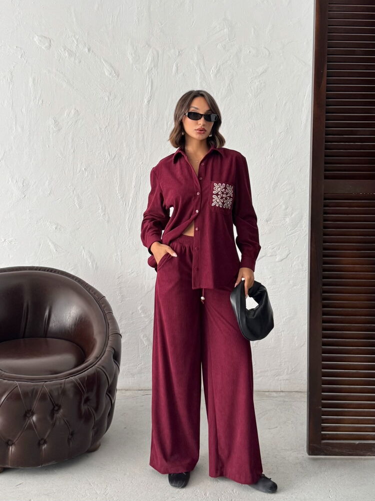 Topshow - Wholesale Corduroy Trousers - Burgundy