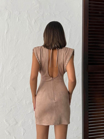Rochie Topshow din piele întoarsă cu imprimeu scuba - Stone | F2002