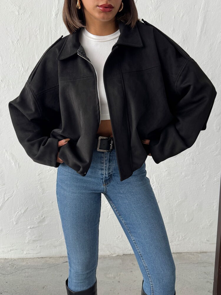 Topshow Scuba Suede Jacket - Black | F2017