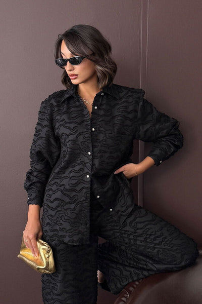 Topshow - Cămăși țesute Jacquard en-gros - Negre