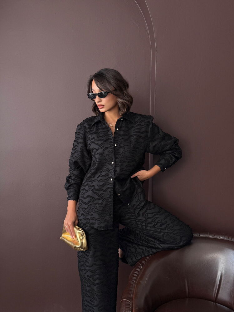 Topshow - Cămăși țesute Jacquard en-gros - Negre