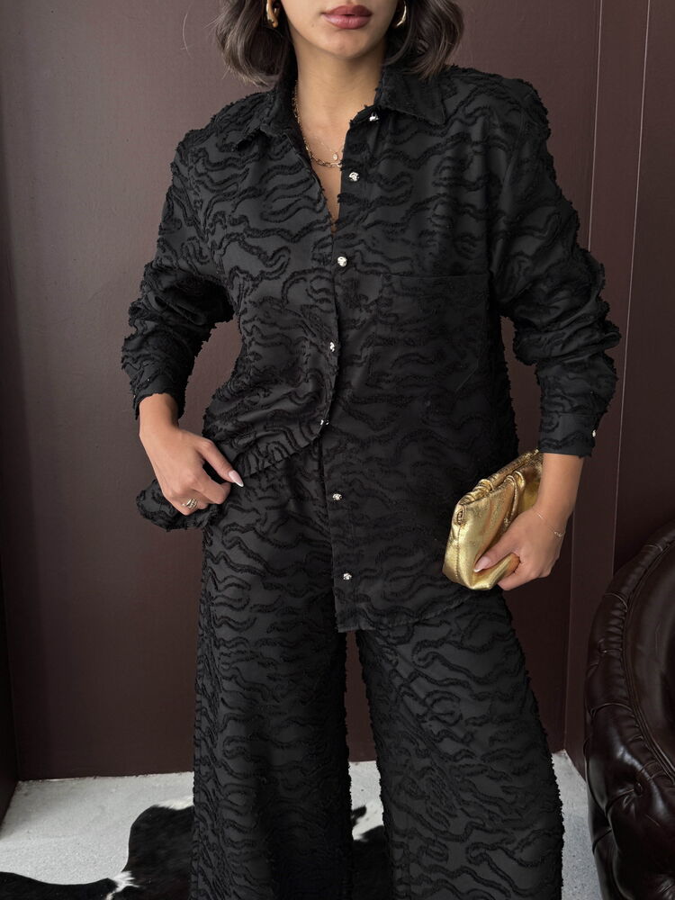 Topshow - Cămăși țesute Jacquard en-gros - Negre