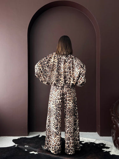 Jachetă din satin cu imprimeu leopard Topshow, en-gros - Leopard | F2032