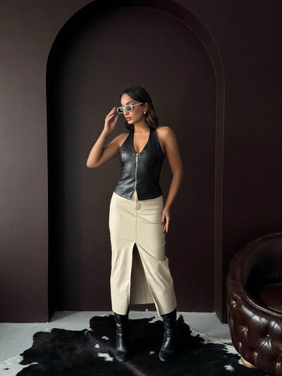 Topshow Sunideri Zippered Wholesale Vest - Black | F2036