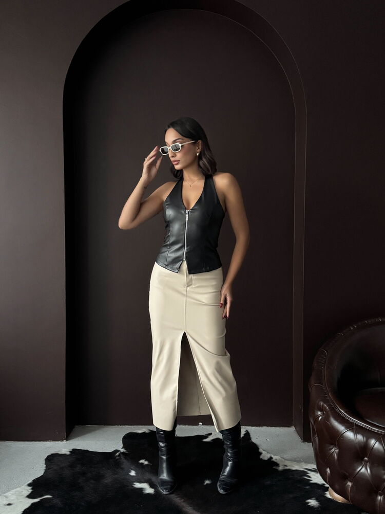 Topshow Sunideri Zippered Wholesale Vest - Black | F2036