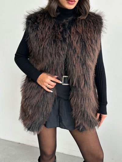Topshow Faux Fur Women's Wholesale Vest – Soft Touch - Black | F2038